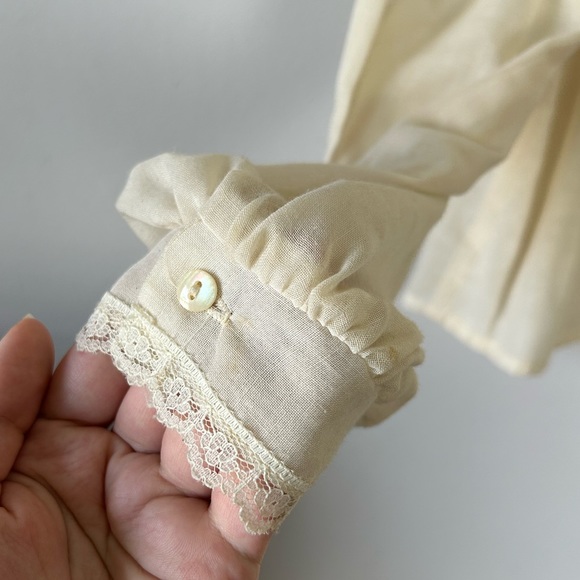 Vintage 70’s Jessica's Gunne Sax Gauzy Cream Lace Edwardian Prairie Blouse - Picture 2 of 12